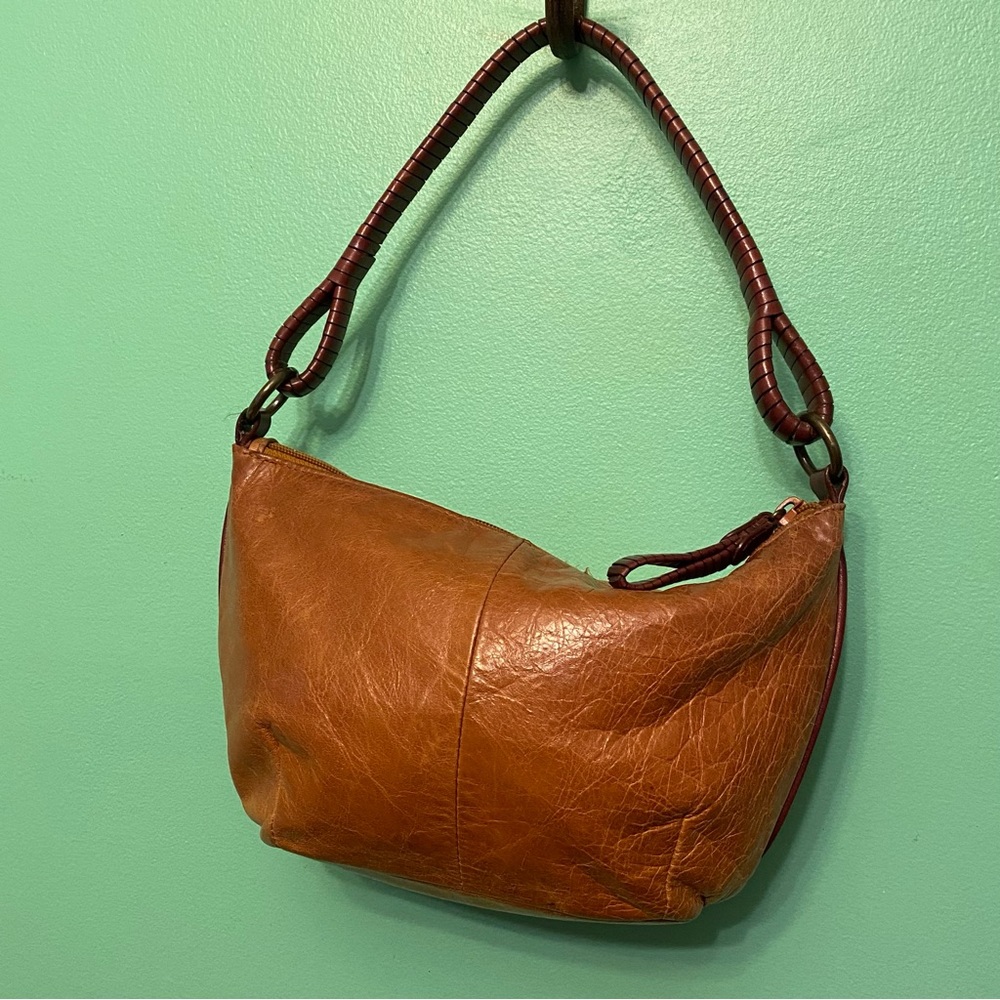 Fossil Small Leather Handbag Rattan Handle